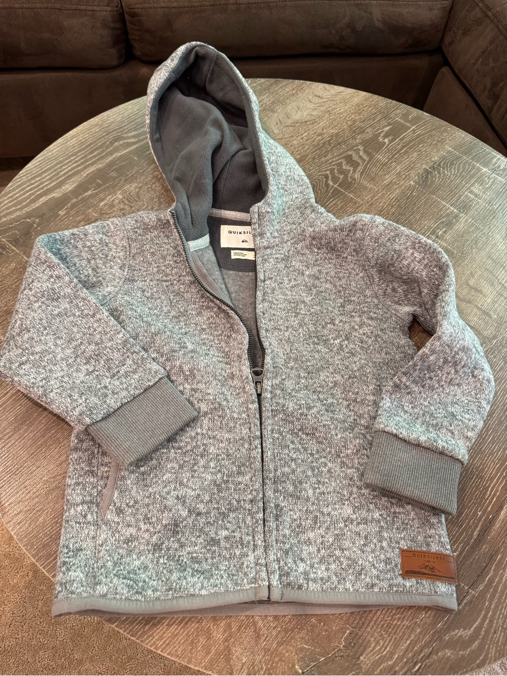 Quiksilver Kids Gray Heather Full‑Zip Hooded Sweatshirt